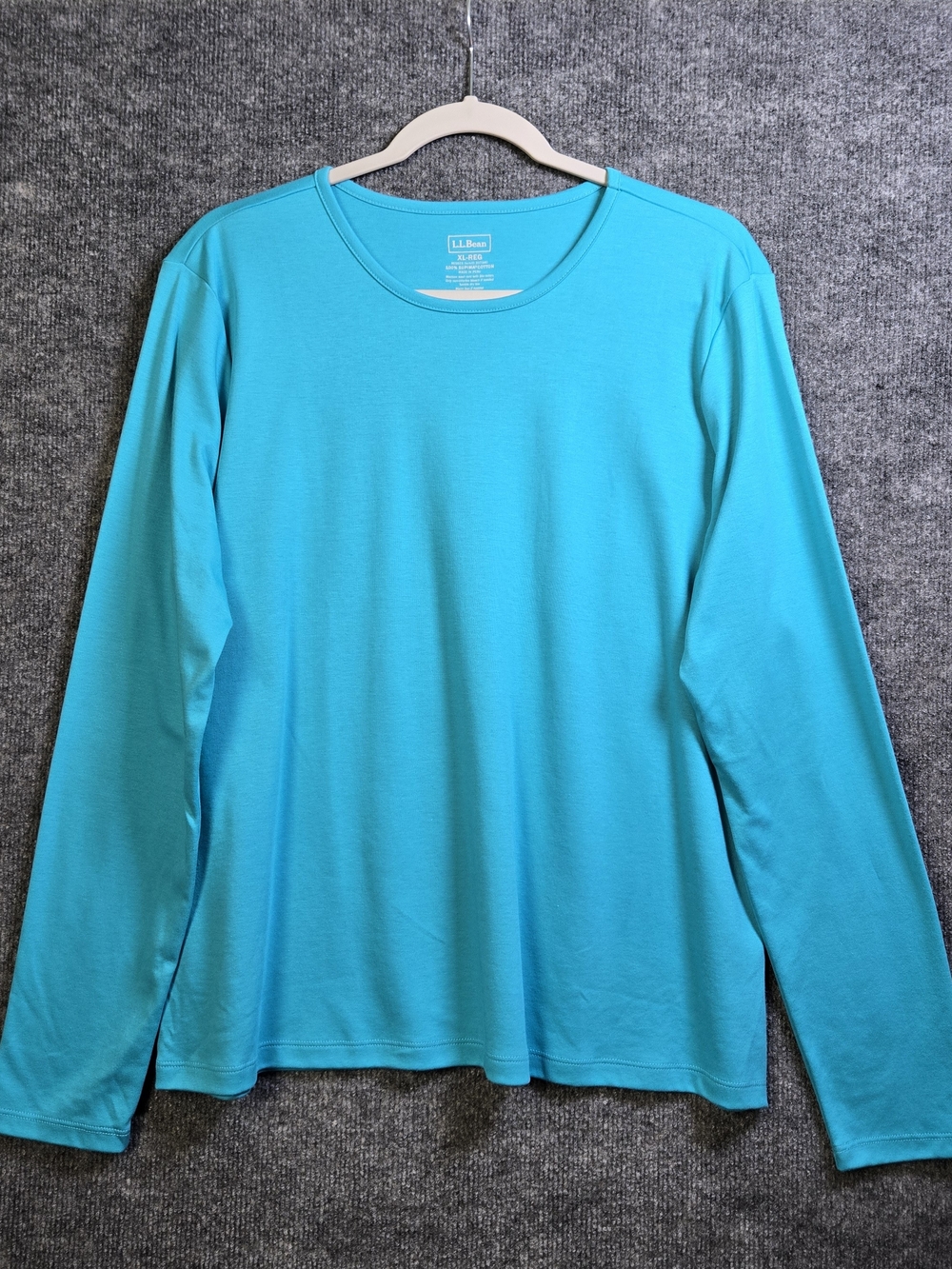LL BEAN T Shirt Womens XL Regular Turquoise Blue Cotton Long Sleeve Everyday